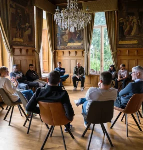 Comment organiser un événement professionnel en Belgique ? 7 Le château du Domaine de Lonzée, salle à manger transformée en workshop pour un teambuilding